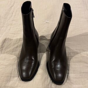 Aeyde chocolate brown leather ankle boots